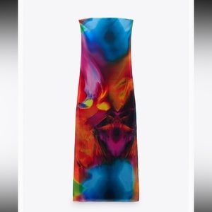 Zara printed tulle midi dress